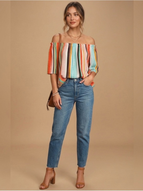 Mossimo Supply Co. Tops - NEW Mossimo Womens Watercolor Stripe Off The Shoulder Flutter Sleeve Top ~M NWT